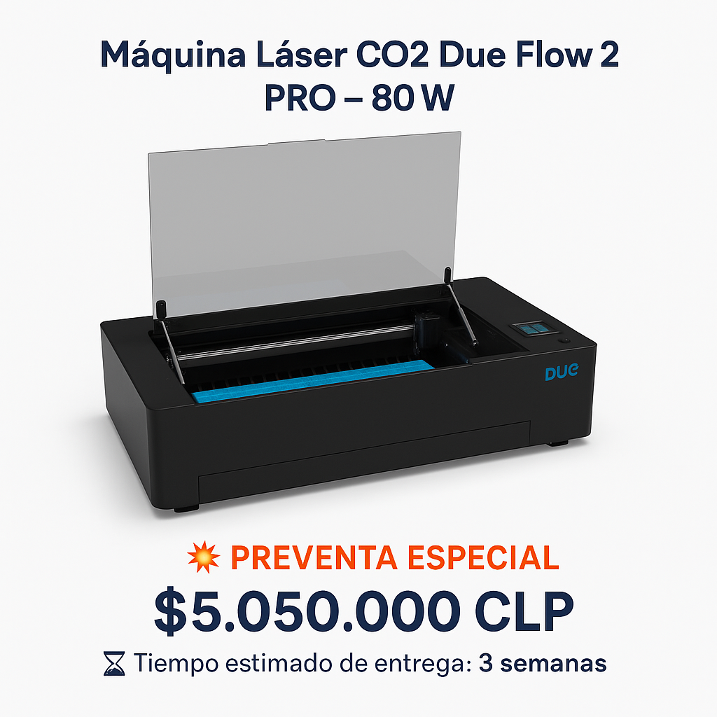 Máquina Láser CO2 Due Flow 2 PRO – 80W | Área de trabajo 80x50 cm