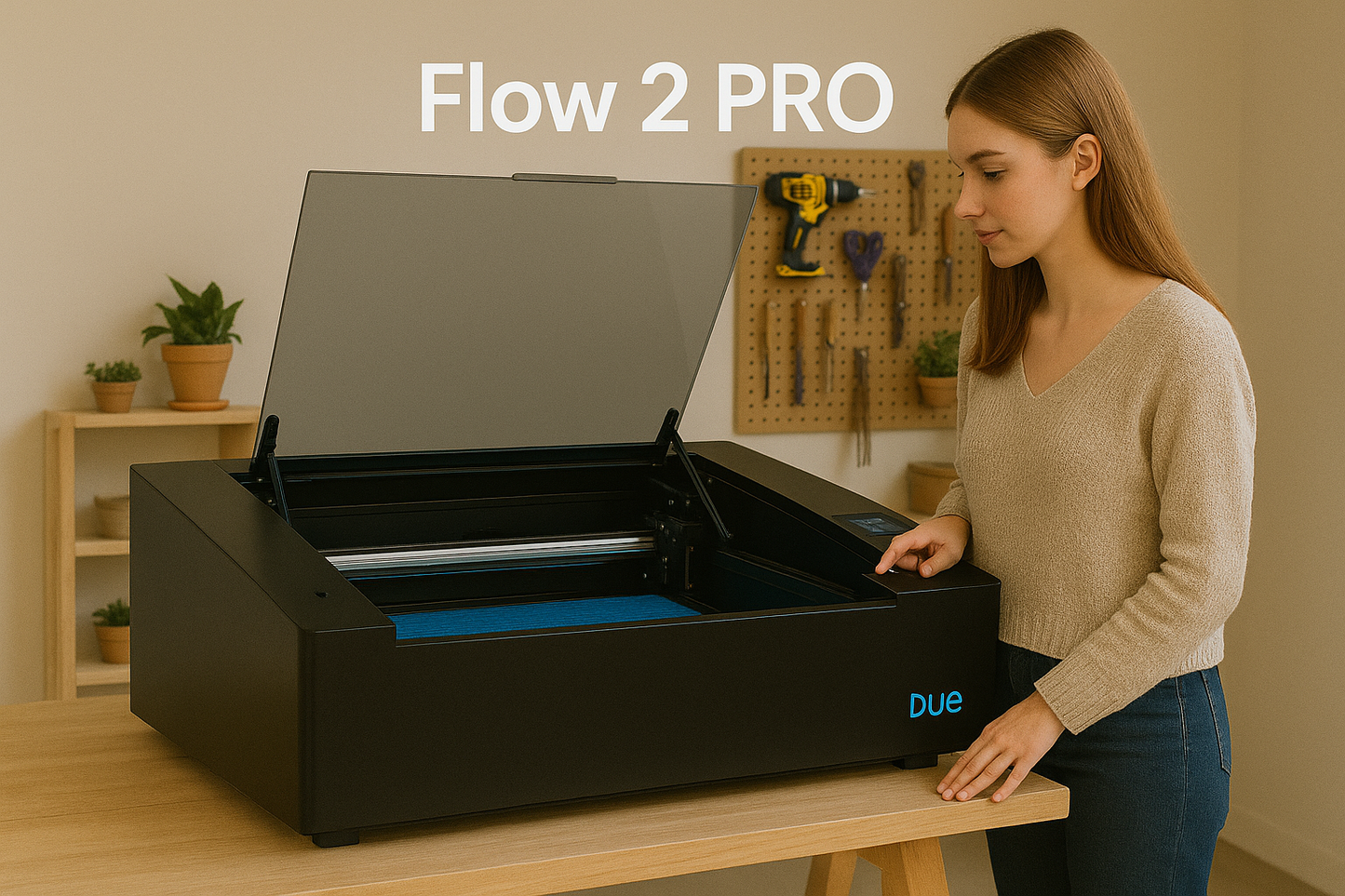 Máquina Láser CO2 Due Flow 2 PRO – 80W | Área de trabajo 80x50 cm