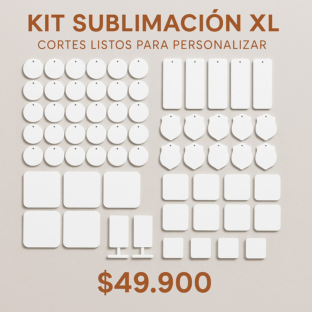 Kit Sublimación XL | Pack de Cortes Acrílicos Sublimables Cara Blanca