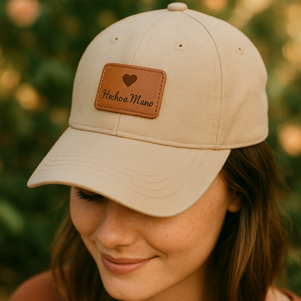 Jockey personalizado con parche de cuerina grabado a láser | Bendito Láser