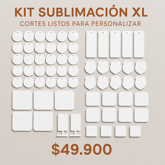 Kit Sublimación XL | Pack de Cortes Acrílicos Sublimables Cara Blanca